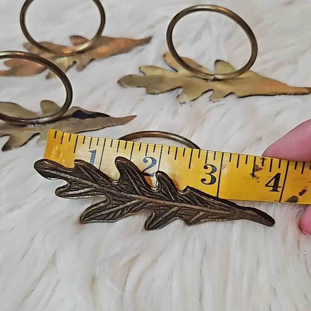 Bronze Metal Leaf Napkin Ring Set of 4